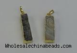 NGP6497 9*35mm - 10*30mm rectangle plated druzy agate pendants