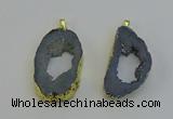 NGP6504 30*40mm - 35*45mm freeform plated druzy agate pendants
