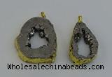 NGP6506 30*40mm - 35*45mm freeform plated druzy agate pendants