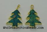 NGP6578 30*40mm - 32*40mm Christmas tree sea sediment jasper pendants