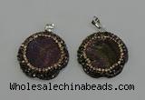 NGP6594 28mm - 30mm flower plated druzy agate gemstone pendants