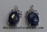 NGP6643 18*25mm faceted oval lapis lazuli gemstone pendants