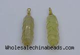 NGP6739 13*40mm sticks lemon quartz gemstone pendants wholesale