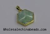 NGP6812 24*25mm hexagon amazonite gemstone pendants wholesale