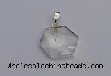 NGP6820 24*25mm hexagon white crystal gemstone pendants wholesale