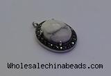 NGP6869 20*25mm oval white howlite gemstone pendants wholesle