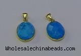 NGP6951 15*20mm faceted oval white howlite turquoise pendants