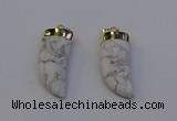NGP7003 12*40mm - 15*45mm horn white howlite turquoise pendants