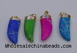 NGP7029 12*35mm - 14*40mm horn white howlite turquoise pendants