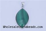 NGP711 15*28mm marquise natural malachite with sterling silver pendant