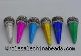 NGP7176 20*50mm faceted cone white howlite turquoise pendants