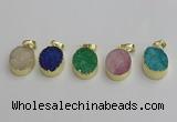 NGP7203 15*20mm oval druzy quartz pendants wholesale