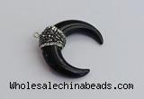 NGP7530 35*38mm horn black agate pendants wholesale