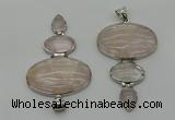 NGP8001 50*82mm - 52*86mm rose quartz pendant set jewelry