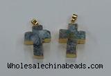 NGP8538 22*30mm - 25*35mm cross druzy agate pendants wholesale
