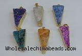 NGP8602 13*40mm - 20*35mm triangle druzy agate pendants wholesale