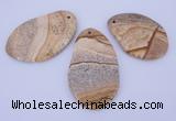 NGP958 5PCS 35-45mm*50-65mm freeform picture jasper gemstone pendants