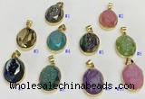 NGP9607 17*22mm faceted oval plated druzy agate pendants
