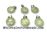NGP9892 16mm faceted coin prehnite pendant