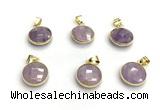 NGP9897 16mm faceted coin amethyst pendant