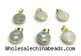 NGP9898 16mm faceted coin aquamarine pendant