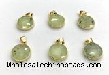 NGP9899 16mm faceted coin prehnite pendant