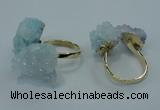 NGR12 15*20mm - 20*25mm nuggets plated druzy quartz rings