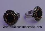 NGR2139 20mm - 22mm coin plated druzy agate gemstone rings