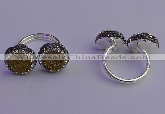 NGR2175 12mm - 14mm coin plated druzy agate rings wholesale