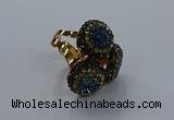 NGR297 14mm - 16mm coin plated druzy agate gemstone rings