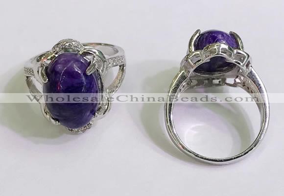 NGR3030 925 sterling silver with 10*14mm oval charoite rings