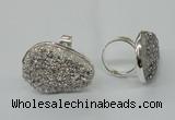 NGR60 25*30mm - 30*40mm freeform plated druzy agate rings