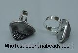 NGR66 15*20mm - 18*25mm freeform plated druzy agate rings