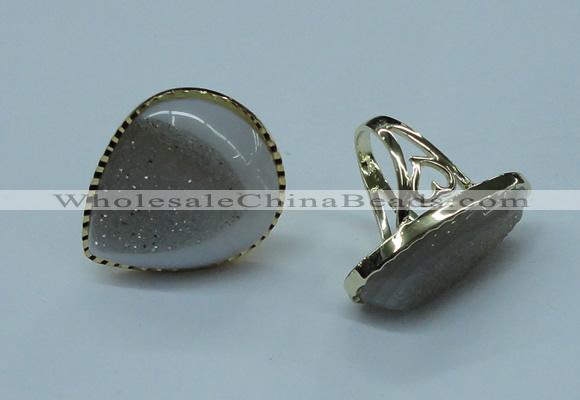 NGR69 15*20mm - 20*25mm freeform plated druzy agate rings