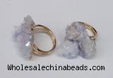 NGR96 15*20mm - 20*25mm nuggets plated druzy quartz rings
