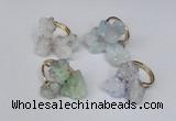 NGR99 15*20mm - 20*25mm nuggets plated druzy quartz rings