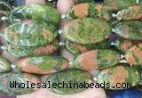 OVBS74 15 inches 20*40mm oval unakite gemstone beads wholesale