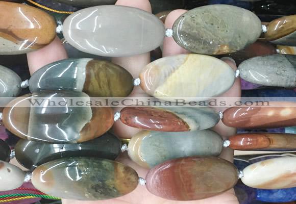 OVBS78 15 inches 20*40mm oval American picture jasper gemstone beads wholesale