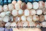 PQBS01 15 inches 12*16mm - 13*18mm faceted nuggets pink quartz beads