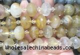 RBBS22 15 inches 13*18mm faceted rondelle yellow quartz gemstone beads