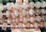RBBS26 15 inches 13*18mm faceted rondelle red strawberry quartz gemstone beads