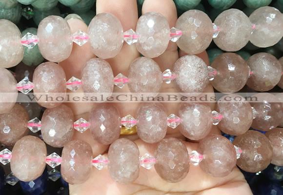 RBBS26 15 inches 13*18mm faceted rondelle red strawberry quartz gemstone beads