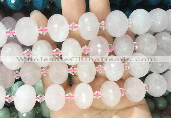 RBBS34 15 inches 13*18mm faceted rondelle rose quartz gemstone beads