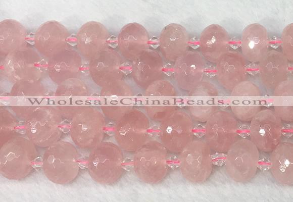 RBBS44 15 inches 13*18mm faceted rondelle rose quartz beads wholesale