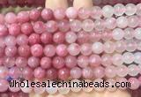 RDBS02 15 inches 8mm round pink rhodonite gemstone beads wholesale