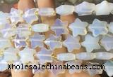 RGBS69 15 inches 14mm faceted star white opalite beads wholesale