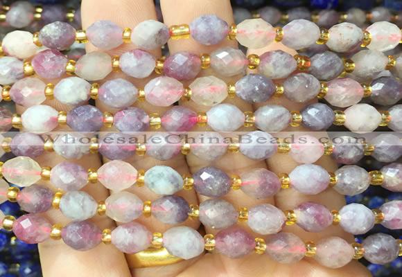 RIBS52 15 inches 6*8mm faceted rice pink tourmaline beads wholesale