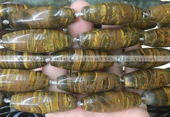 RIBS60 15 inches 14*40mm rice iron tiger gemstone beads wholesale
