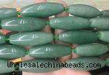 RIBS68 15 inches 14*40mm rice green aventurine gemstone beads wholesale