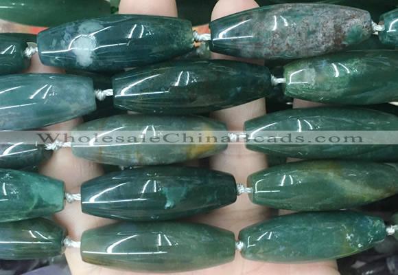 RIBS69 15 inches 14*40mm rice moss agate gemstone beads wholesale